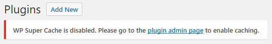 Ease go to the plugin admin page to enable caching