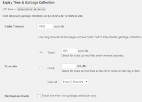  and garbage collection in Wp super cache settings