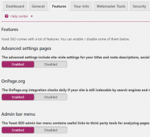 Feature settings in Yoast Seo plugin