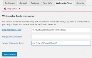 Webmaster tools meta value verification
