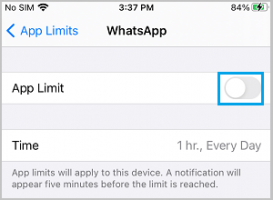 Remove screen time limit for whatsapp iphone