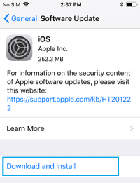 Download and install software update on iphone