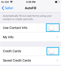 Disable autofill info iphone