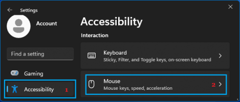 Accessibility mouse settings option windows 11