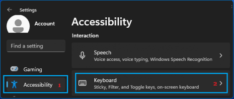 Accessibility keyboard setting windows 11
