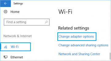 Change wifi network adaptor options windows 10