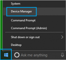 Start button device manager tab windows 10