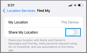 Disable share my location iphone