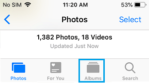 Albums tap iphone photos app