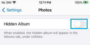 Hide hidden photos album
