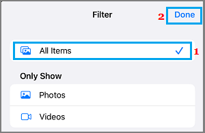 Show all items photos app iphone