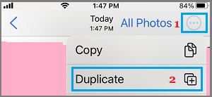 Create duplicate option photos app iphone