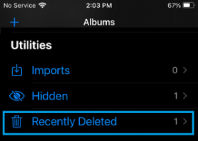 Recently deleted folder photos app iphone