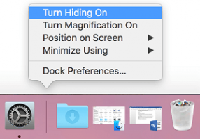 Turn hiding on option mac