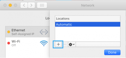Add new network location mac