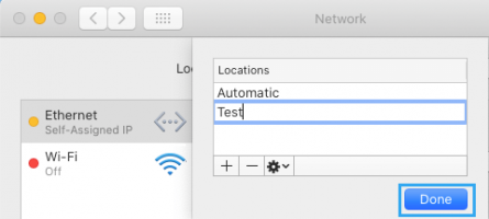 Name new dhcp location on mac