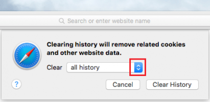 Clear safari history popup on mac