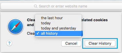 Clear all safari browsing history on mac