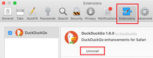 Uninstall safari extension on mac