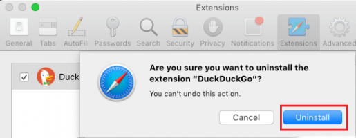 Confirm to reinstall extension on mac