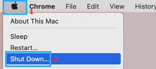 Shut down mac