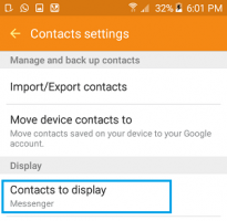 Contacts display settings tab android phone