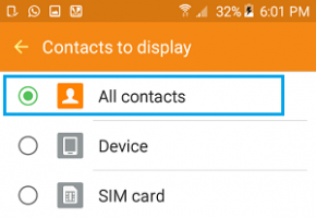 Display all contacts option android phone