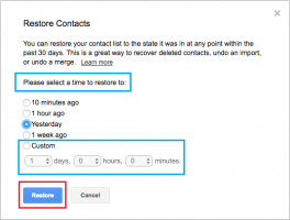 Restore contacts period option in gmail