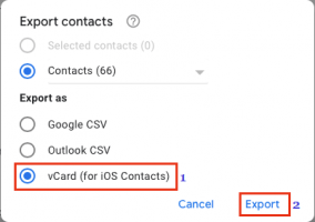 Port contacts as vCard file from gmail to computer