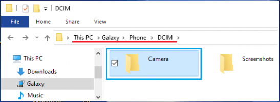 Move camera folder from android phone to desktop