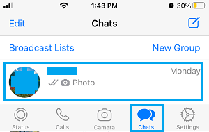Select open whatsapp chat on iphone