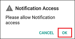 Allow unseen app notification access pop up