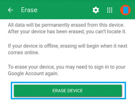 Erase device using google find my device