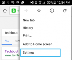 Chrome settings tab android phone