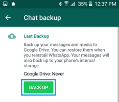 Whatsapp backup button android