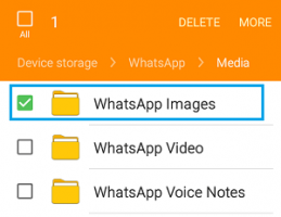 Select whatsapp images folder android phone