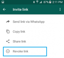 Revoke whatsapp group link android 