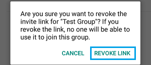 Revoke whatsapp group link pop up
