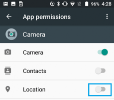 Cation camera app permissions screen android phone