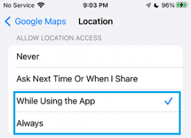 Allow google maps to access location iphone