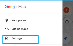 Google maps settings option on iphone
