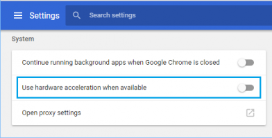 Disable use hardware acceleration chrome browser