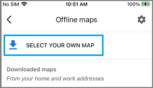 Select your own offline map option in google maps