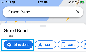 Directions tab offline google maps