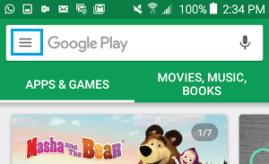 Menu icon google play store android phone