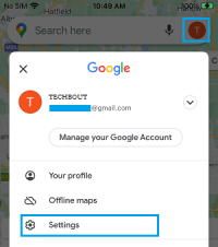 Open settings google maps