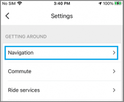 Navigation settings option in google maps