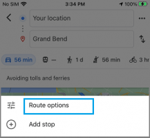 Route options tab google maps