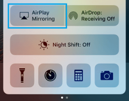 Airplay mirroring option on iphone