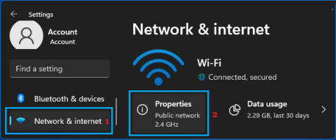 Open wifi network properties windows 11